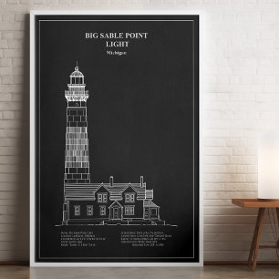 Leuchtturm Big Sable Point - Michigan – PD Poster