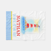 Leuchtturm blau weiß mit Namen Decke (Vorderseite (Horizontal))