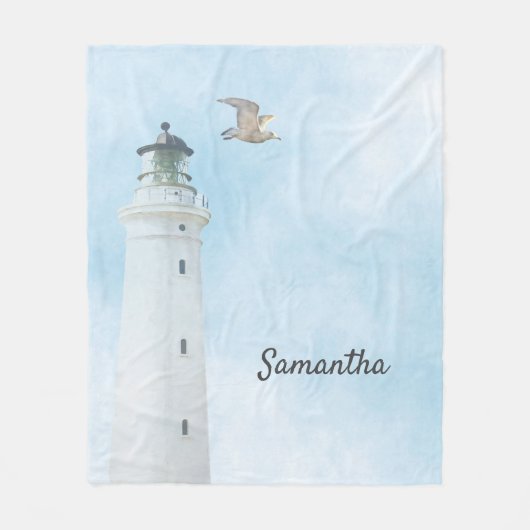 Leuchtturm Blaue Himmelsmeername Fleecedecke (Vorderseite)