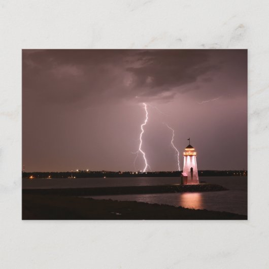 Leuchtturm Blitze am See Hefner Postkarte (Vorderseite)