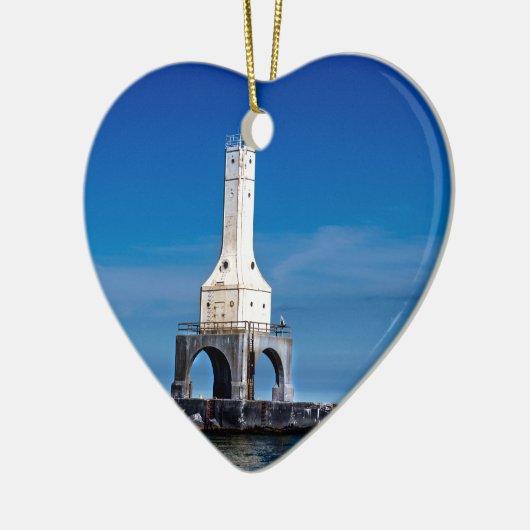 Leuchtturm-Blues Keramik Ornament (Links)