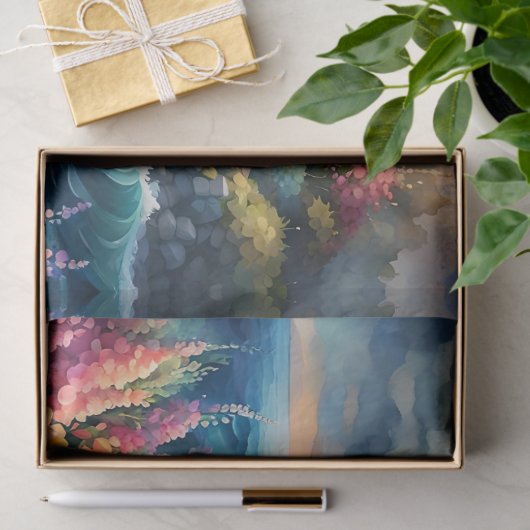 Leuchtturm Blumengarten am Meer Seidenpapier (Geschenk)