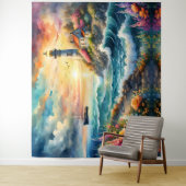 Leuchtturm Blumengarten am Meer Wandteppich (Beispiel)