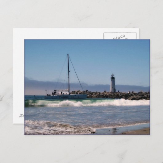 Leuchtturm & Boot Anfahrt zur Postkarte (Vorne/Hinten)