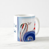 Leuchtturm-Boot auf stürmischen Meeren Kaffeetasse (VorderseiteRechts)