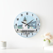 Leuchtturm, Brücke und Boote, Newport, RI Große Wanduhr (Zuhause)