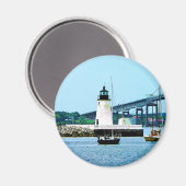 Leuchtturm, Brücke und Boote, Newport, RI Magnet (Vorderseite/Rückseite)