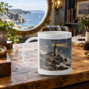 Leuchtturm-Buchstaben Leuchtturm-Mug mit Radierung Kaffeetasse