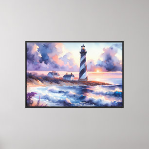 Leuchtturm Cape Hatteras bei Sonnenuntergang Küste Leinwanddruck