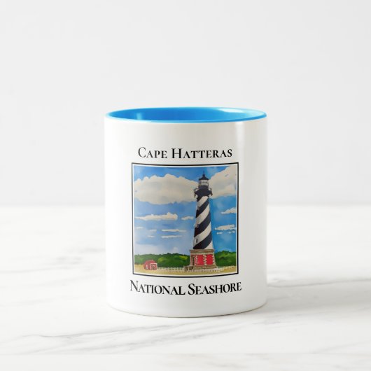 Leuchtturm, Cape Hatteras, National Seashore Zweifarbige Tasse (Mittel)