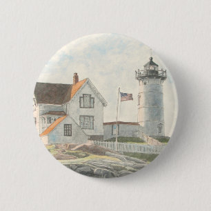 Leuchtturm Cape Neddick Aquarell Button