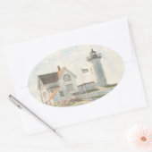 Leuchtturm Cape Neddick Aquarell Ovaler Aufkleber (Umschlag)