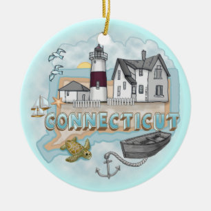 Leuchtturm Connecticut Keramik Ornament