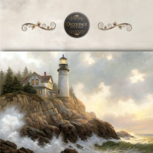 Leuchtturm Cottage auf Klippe Decoupage Seidenpapier