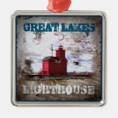 Leuchtturm der Großen Seen Silbernes Ornament (Vorne)