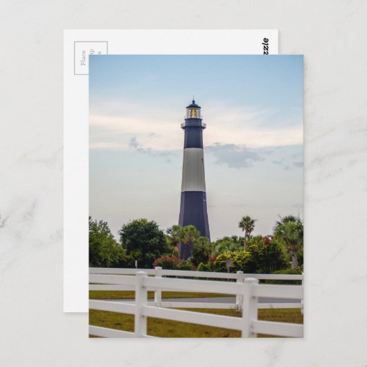 Leuchtturm der Insel Tybee Nord Carolina thund Postkarte (Vorne/Hinten)