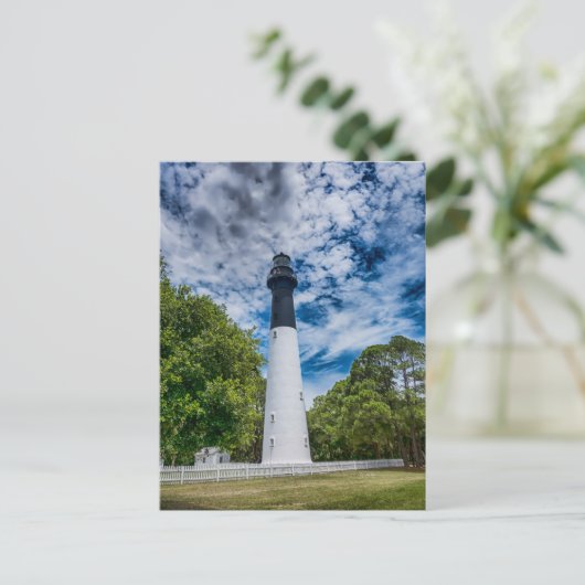 Leuchtturm der Jägerinsel Südcarolina Postkarte (Stehend Vorderseite)