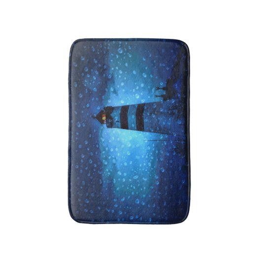 Leuchtturm des Ozeans eine dunkelblaue Nacht mit T Badematte (Vorderseite Vertikal)