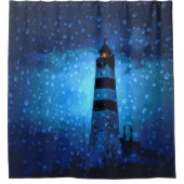 Leuchtturm des Ozeans eine dunkelblaue Nacht mit T Duschvorhang (Vorderseite)