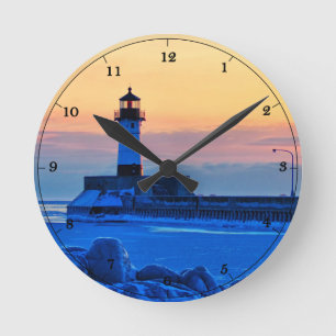Leuchtturm Duluth Minnesota Lake Superior Runde Wanduhr