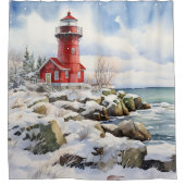 Leuchtturm Duschvorhang (Vorderseite)