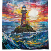 Leuchtturm Duschvorhang (Vorderseite)