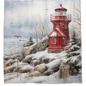 Leuchtturm Duschvorhang (Vorderseite)