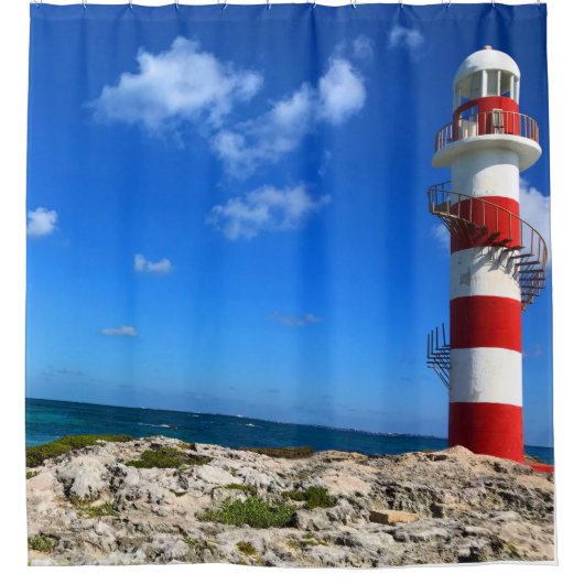 Leuchtturm Duschvorhang (Vorderseite)
