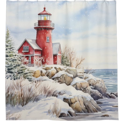 Leuchtturm Duschvorhang (Vorderseite)