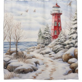 Leuchtturm Duschvorhang (Vorderseite)