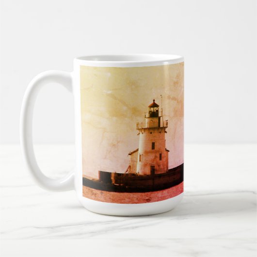 Leuchtturm-Foto-Effekt-Tasse Kaffeetasse (Links)