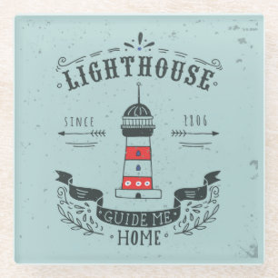 Leuchtturm führen mich Zuhause-Plakat Glasuntersetzer