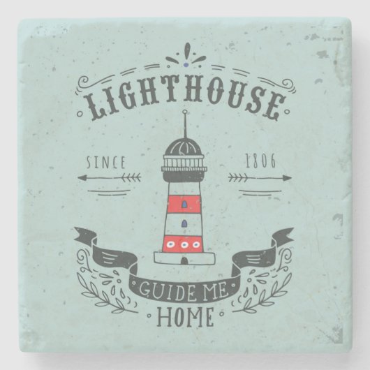 Leuchtturm führen mich Zuhause-Plakat Steinuntersetzer (Vorderseite)