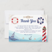 Leuchtturm für blaue rote Babydusche Dankeskarte (Vorderseite)