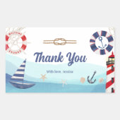 Leuchtturm für das Wasserschiff blau rot Danke Rechteckiger Aufkleber (Vorderseite)
