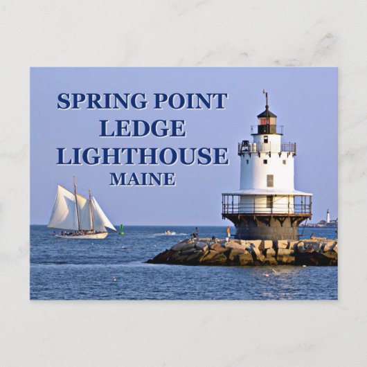 Leuchtturm für Frühjahrspunkte, Maine Postcard Postkarte (Vorderseite)