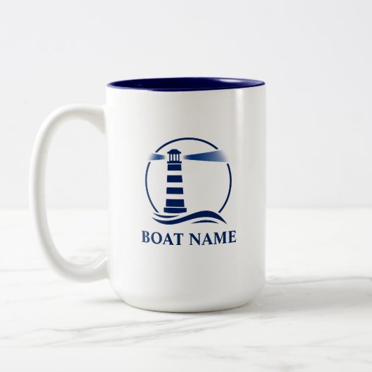 Leuchtturm für Nautic Add Boat oder Name Large Zweifarbige Tasse (Links)