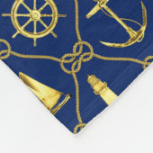 Leuchtturm für Nautic Blue und Gold Rope Fleecedecke (Ecke)