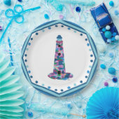 Leuchtturm für Papierplatten Wasserfarben mit Rand Pappteller (Party)