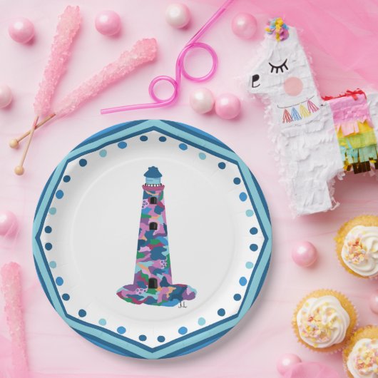 Leuchtturm für Papierplatten Wasserfarben mit Rand Pappteller (Party)