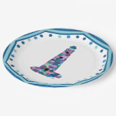 Leuchtturm für Papierplatten Wasserfarben mit Rand Pappteller (Schrägansicht)