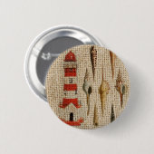 Leuchtturm für Shabby Chic-Uferseashell Button (Vorne & Hinten)