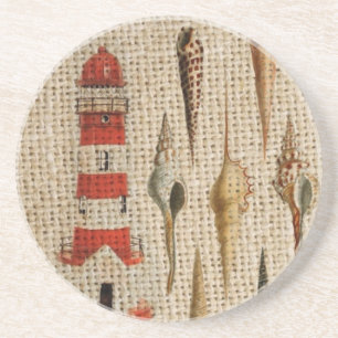 Leuchtturm für Shabby Chic-Uferseashell Untersetzer