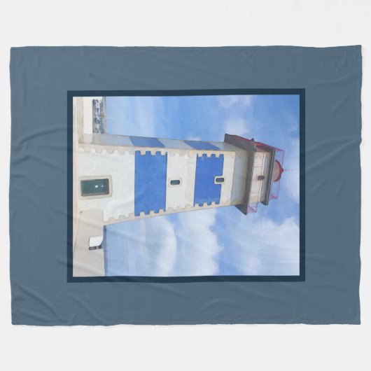 Leuchtturm für Wasserfarben Fleecedecke (Vorderseite (Horizontal))