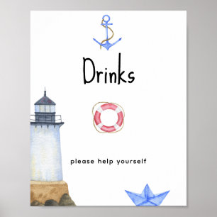 Leuchtturm für Wasserfarben - Getränke Poster
