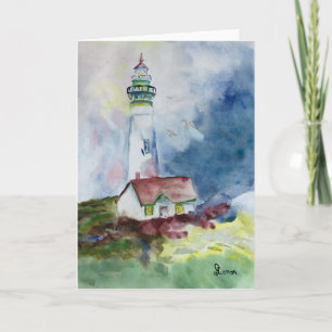 Leuchtturm für Wasserfarben, ohne Namen Dankeschön Dankeskarte