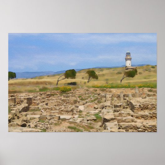 Leuchtturm für Wasserfarben Poster (Vorne)
