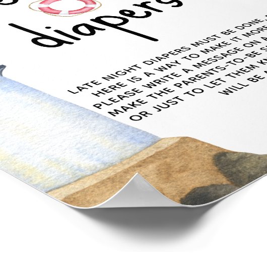 Leuchtturm für Wasserfarben - Späte Nacht Windeln Poster (Ecke)