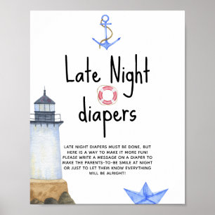 Leuchtturm für Wasserfarben - Späte Nacht Windeln Poster