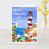 'Leuchtturm' Geburtskarte Karte (Gelbe Blume)